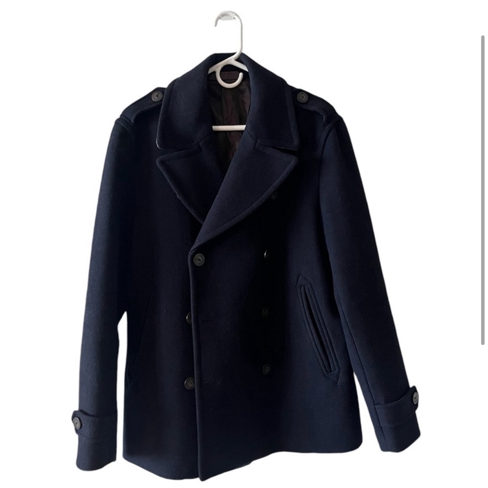 Mango Men’s Double Breasted Coat Size S  Navy